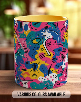 Abstract Comic Pop Pattern Full Wrap Coloured Art Mug - Design 2 - Sipfull of Design