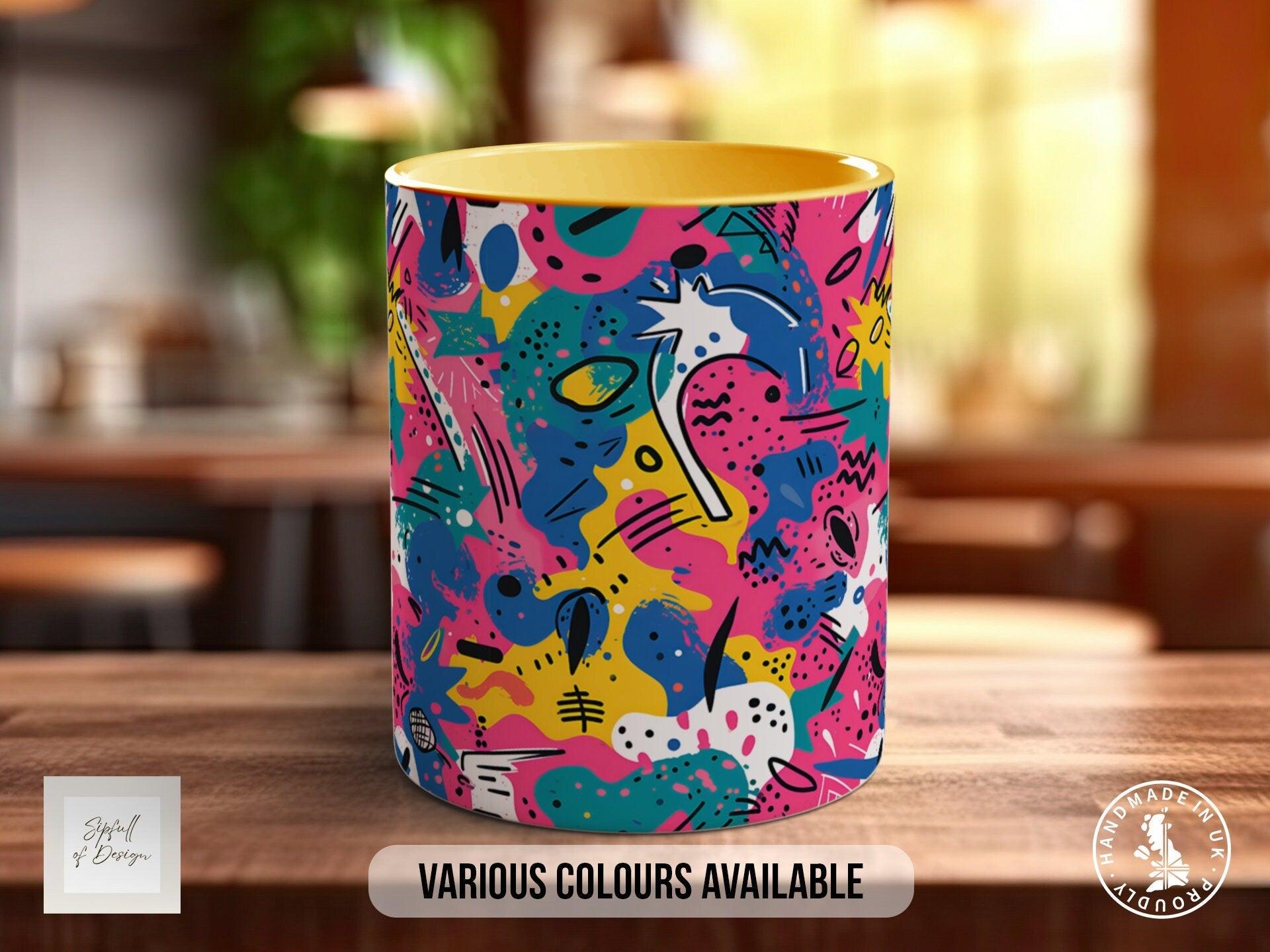 Abstract Comic Pop Pattern Full Wrap Coloured Art Mug - Design 2 - Sipfull of Design