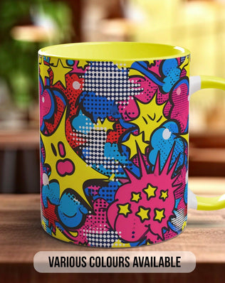Abstract Comic Pop Pattern Full Wrap Coloured Art Mug - Design 3 - Sipfull of Design