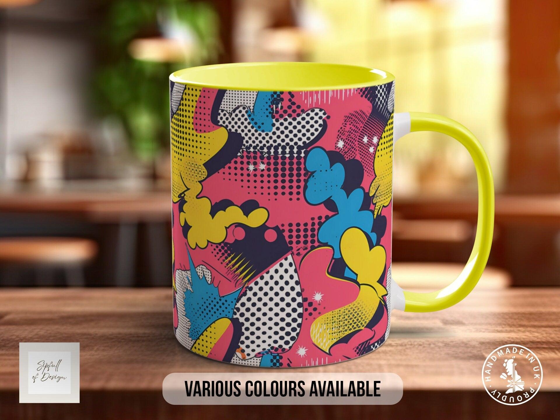 Abstract Comic Pop Pattern Full Wrap Coloured Art Mug - Design 6 - Sipfull of Design