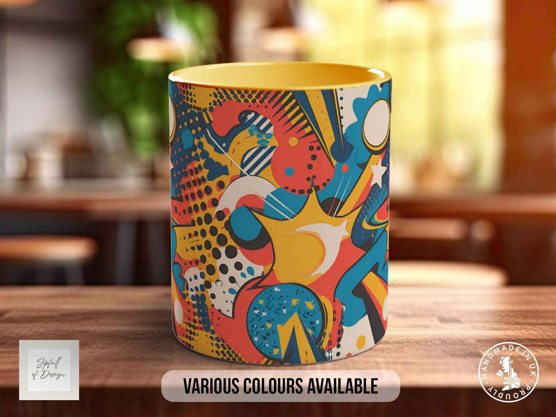 Abstract Comic Pop Pattern Full Wrap Coloured Art Mug - Design 7 - Sipfull of Design