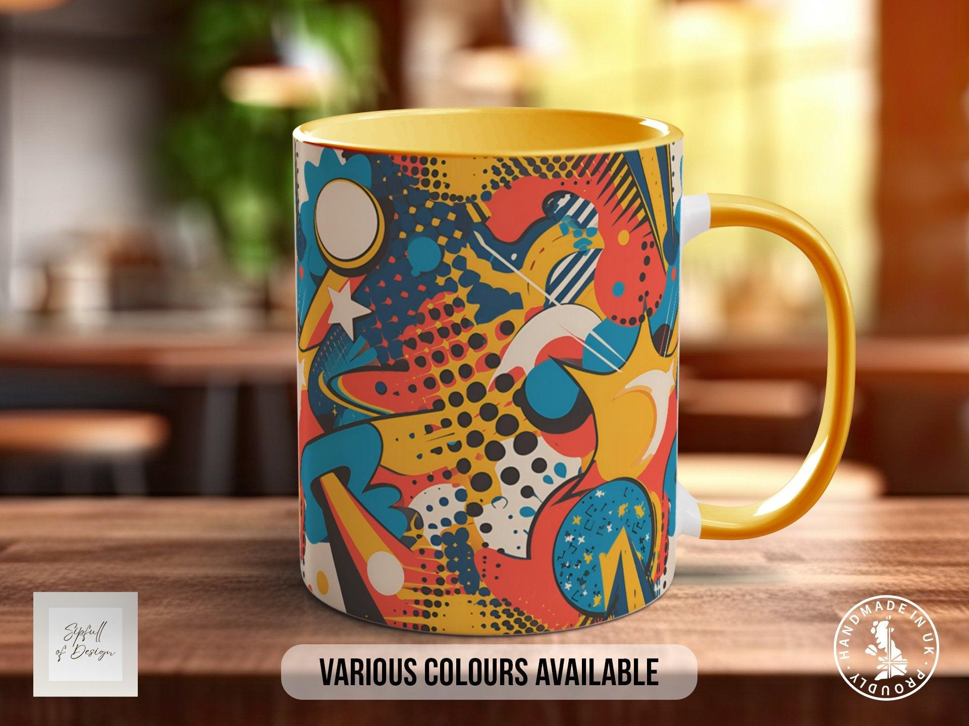 Abstract Comic Pop Pattern Full Wrap Coloured Art Mug - Design 7 - Sipfull of Design
