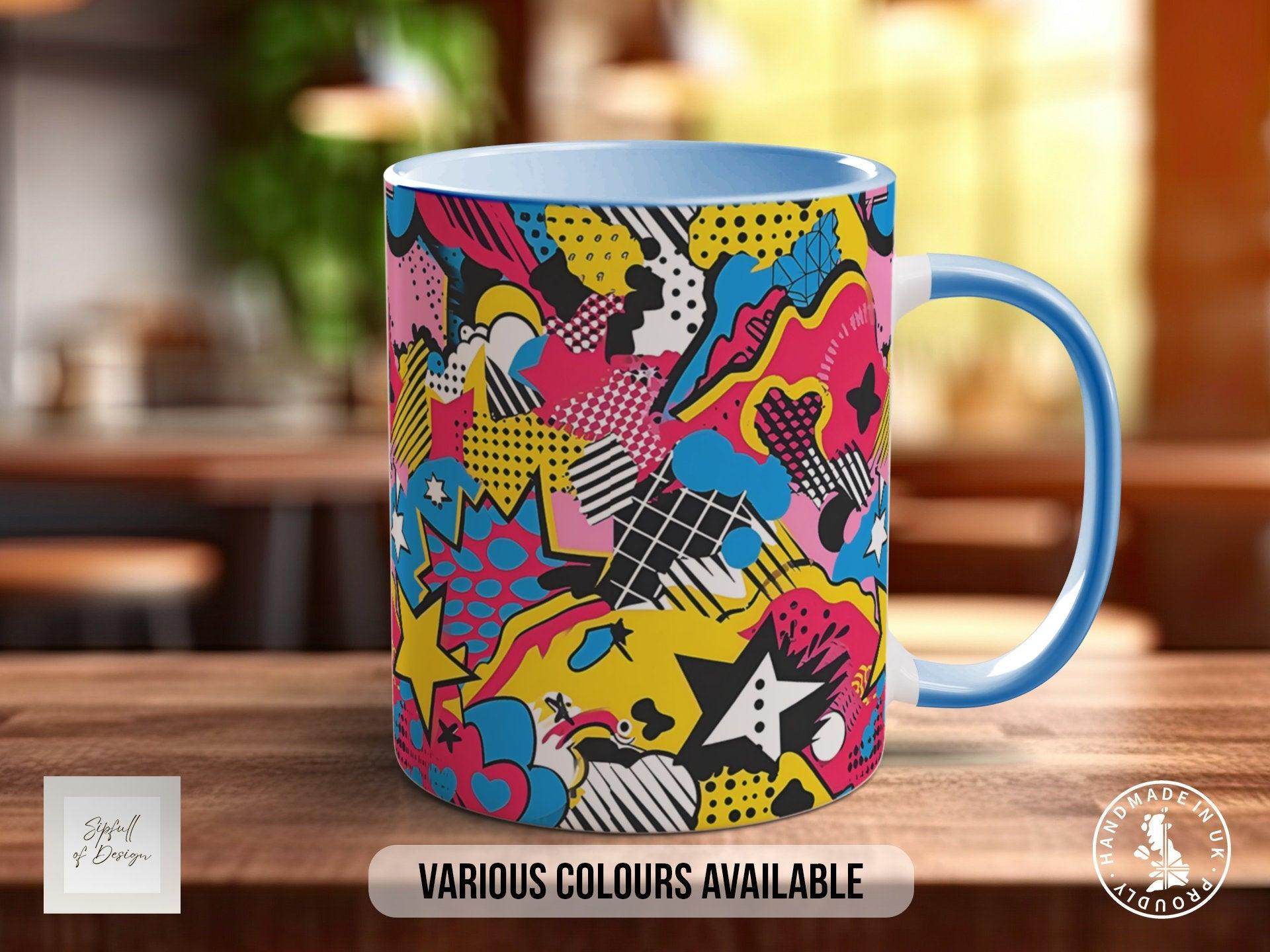 Abstract Comic Pop Pattern Full Wrap Coloured Art Mug - Design 8 - Sipfull of Design