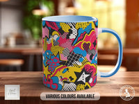 Abstract Comic Pop Pattern Full Wrap Coloured Art Mug - Design 8 - Sipfull of Design