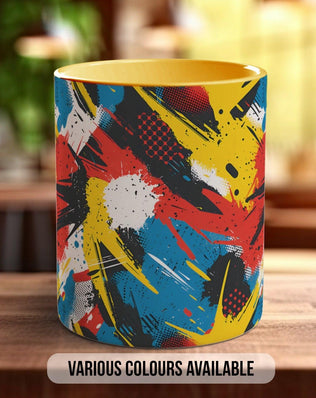 Abstract Comic Pop Pattern Full Wrap Coloured Art Mug - Design 12 - Sipfull of Design