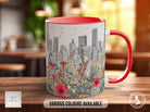 Cityscape Wildflower Pattern Full Wrap Coloured Art Mug - Design 2