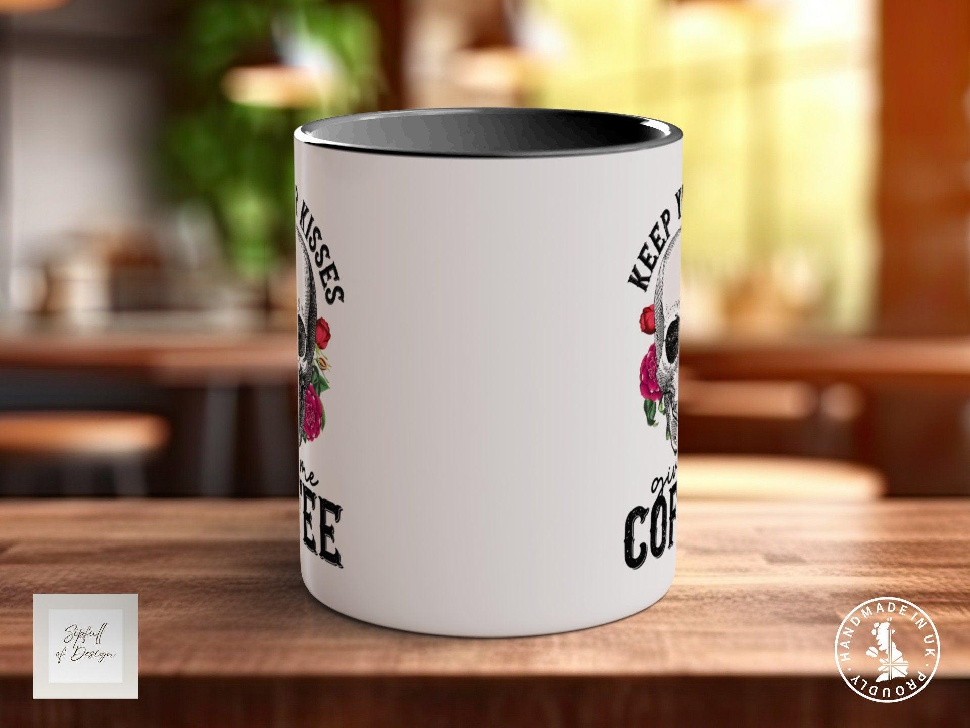Keep your Kisses Give Me Coffee Funny Valentines Coloured Mug - Sipfull of Design