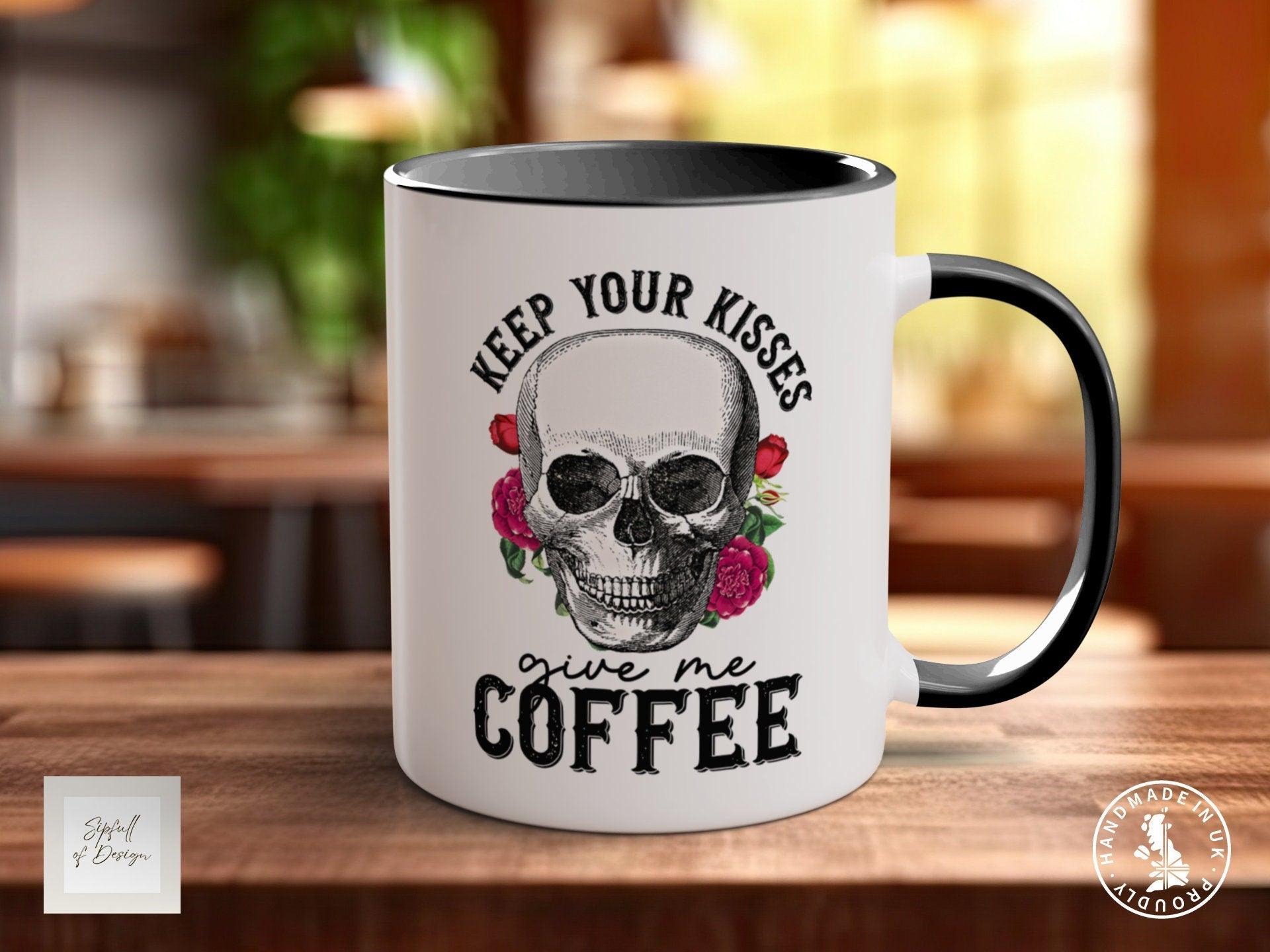 Keep your Kisses Give Me Coffee Funny Valentines Coloured Mug - Sipfull of Design