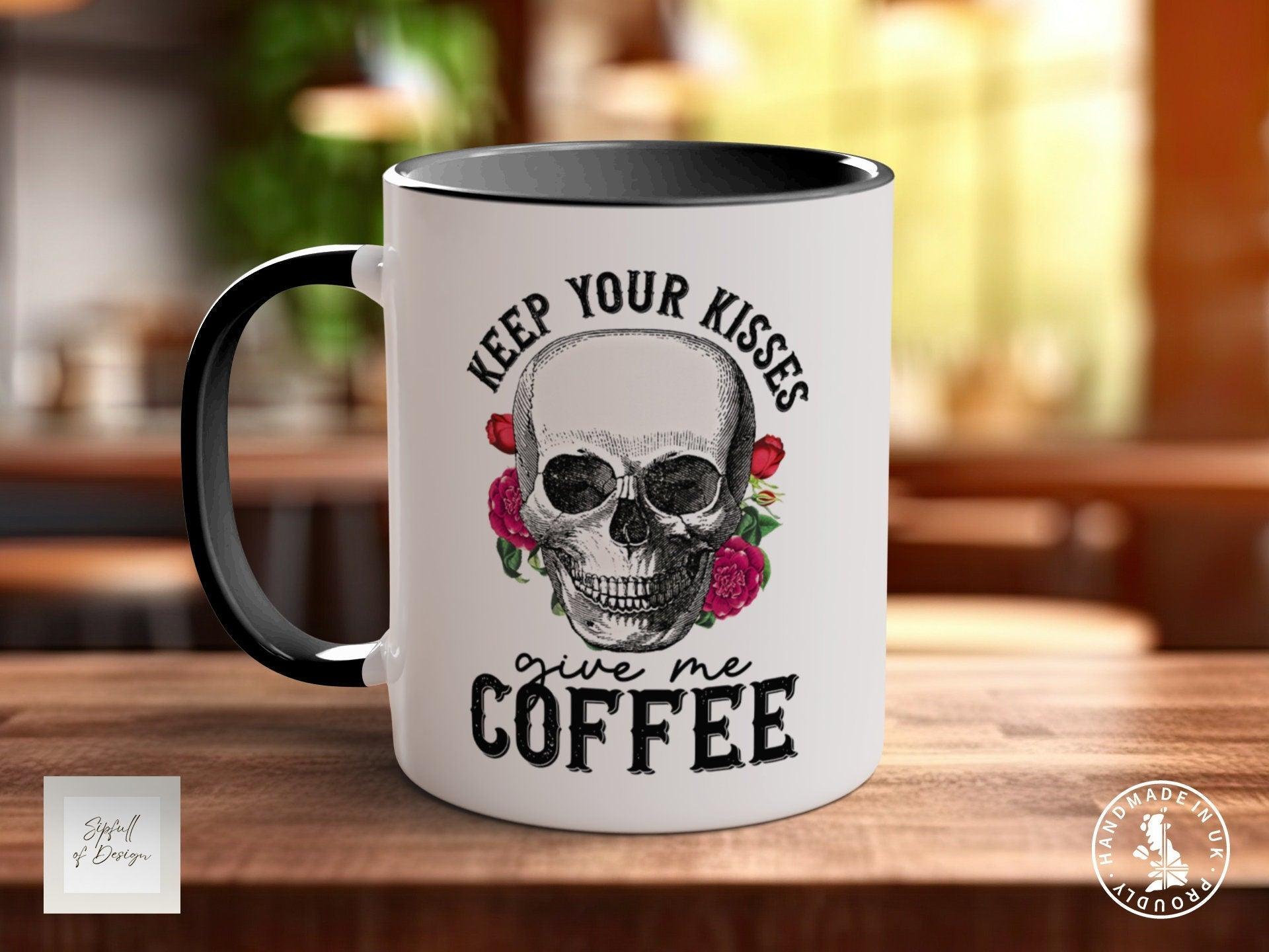 Keep your Kisses Give Me Coffee Funny Valentines Coloured Mug - Sipfull of Design