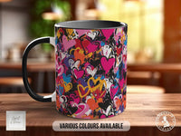 Graffiti Hearts Pattern Full Wrap Coloured Art Mug - Design 1 - Sipfull of Design