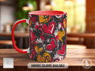 Graffiti Hearts Pattern Full Wrap Coloured Art Mug - Design 2 - Sipfull of Design