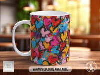 Graffiti Hearts Pattern Full Wrap Coloured Art Mug - Design 3 - Sipfull of Design