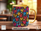 Graffiti Hearts Pattern Full Wrap Coloured Art Mug - Design 7 - Sipfull of Design