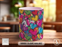 Graffiti Hearts Pattern Full Wrap Coloured Art Mug - Design 10 - Sipfull of Design