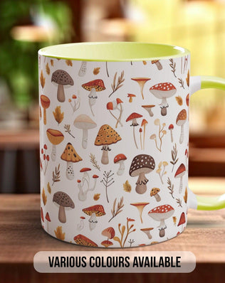 Mushroom Garden Pattern Full Wrap Coloured Art Mug - Design 2 - Sipfull of Design