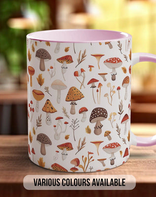 Mushroom Garden Pattern Full Wrap Coloured Art Mug - Design 2 - Sipfull of Design