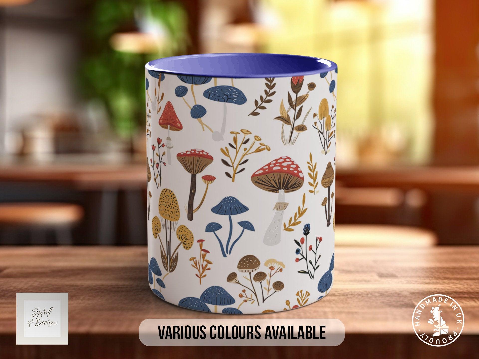 Mushroom Garden Pattern Full Wrap Coloured Art Mug - Design 4 - Sipfull of Design