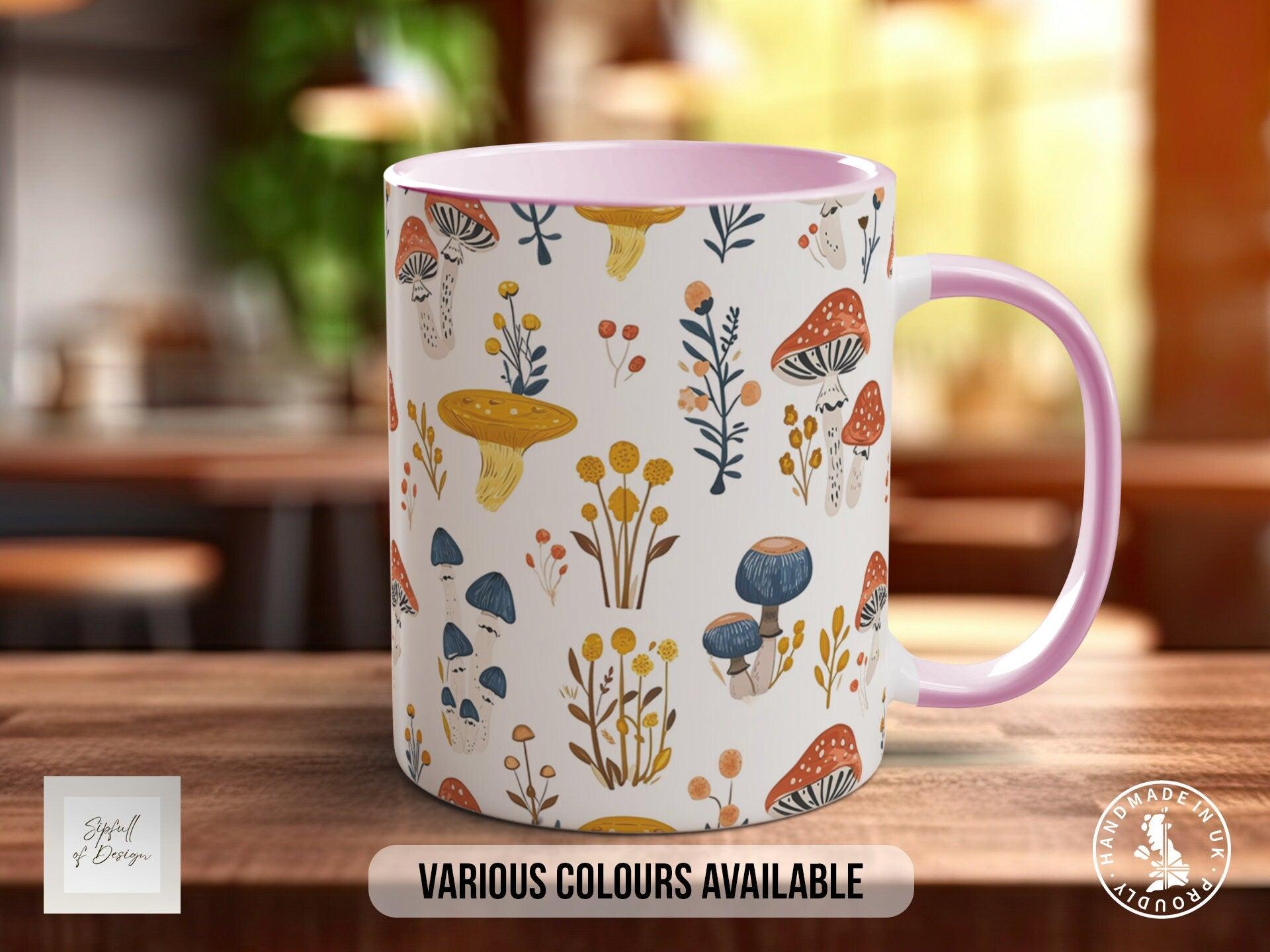 Mushroom Garden Pattern Full Wrap Coloured Art Mug - Design 5 - Sipfull of Design