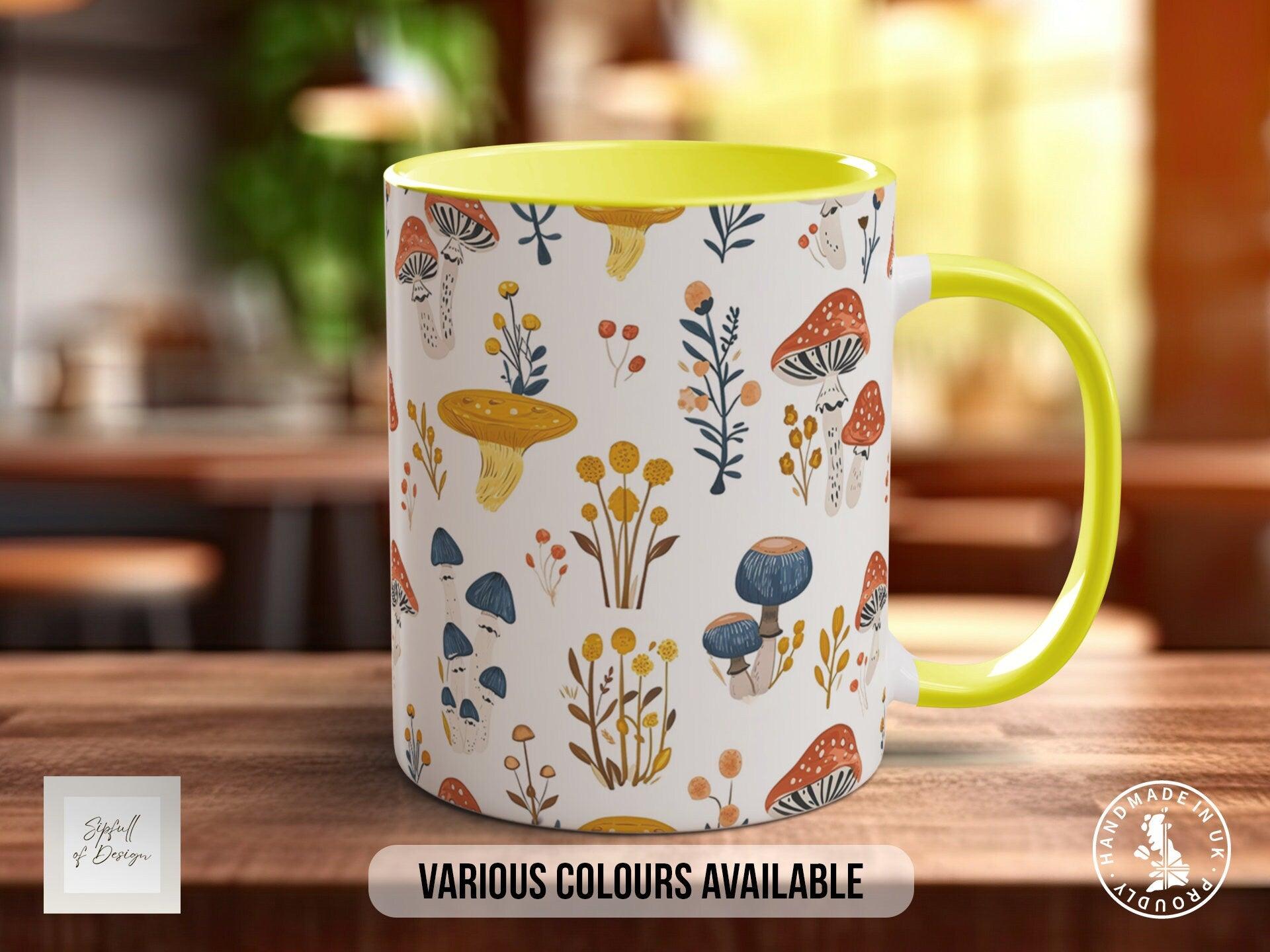 Mushroom Garden Pattern Full Wrap Coloured Art Mug - Design 5 - Sipfull of Design