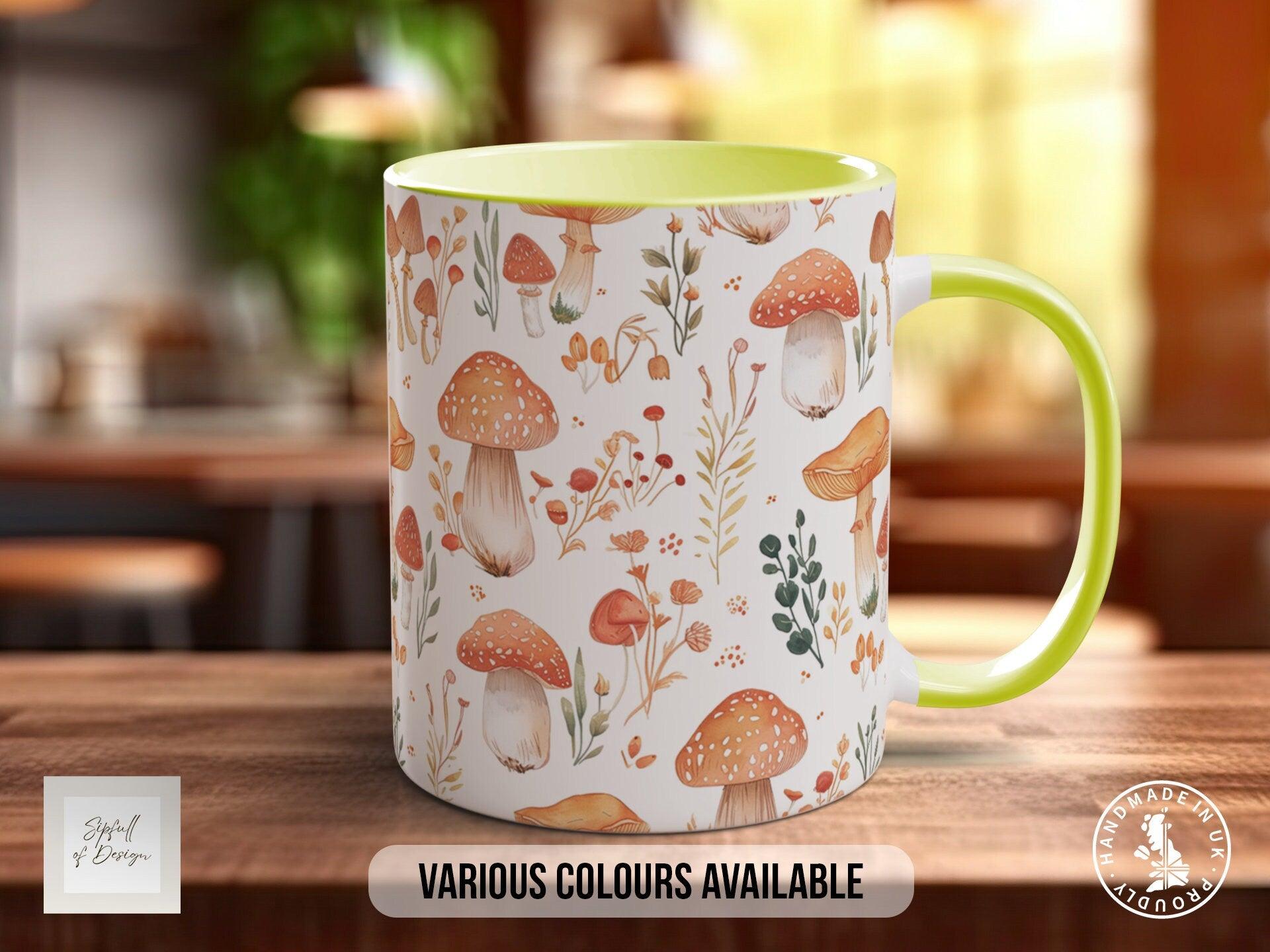 Mushroom Garden Pattern Full Wrap Coloured Art Mug - Design 6 - Sipfull of Design