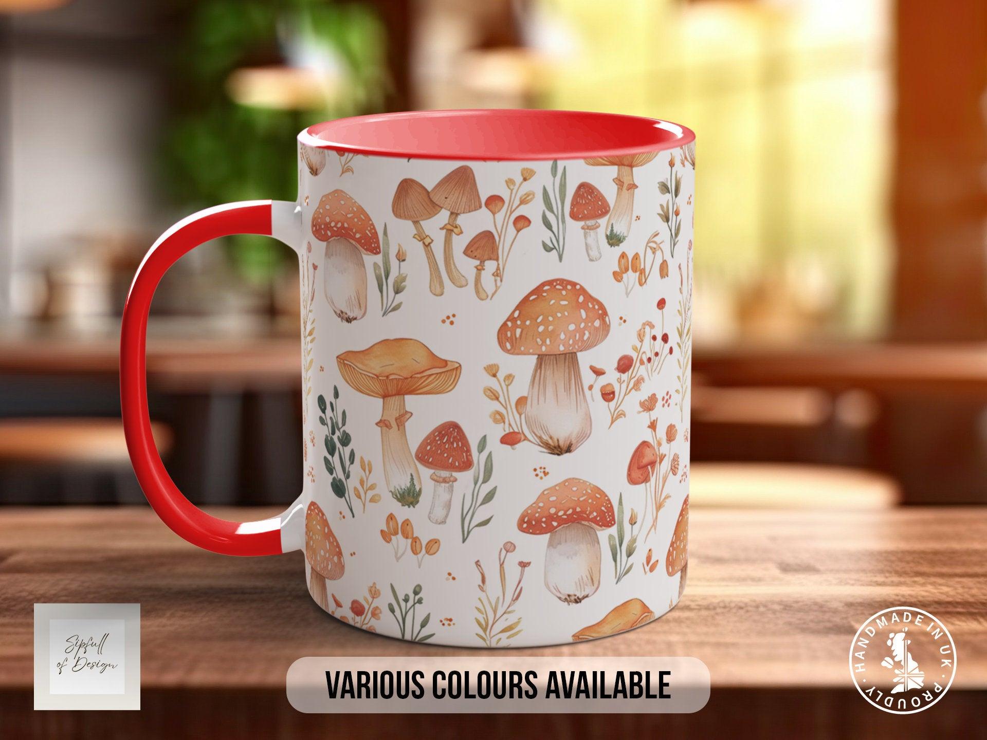Mushroom Garden Pattern Full Wrap Coloured Art Mug - Design 6 - Sipfull of Design