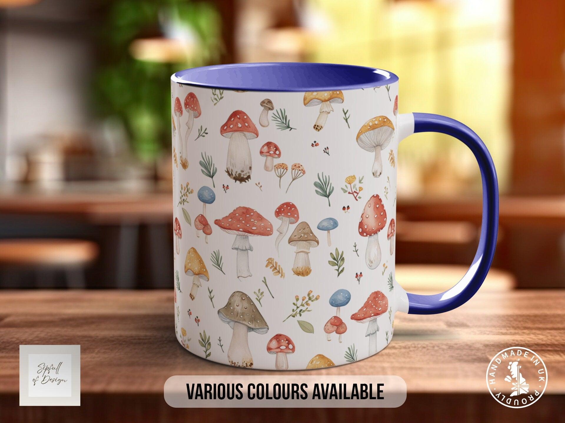 Mushroom Garden Pattern Full Wrap Coloured Art Mug - Design 7 - Sipfull of Design