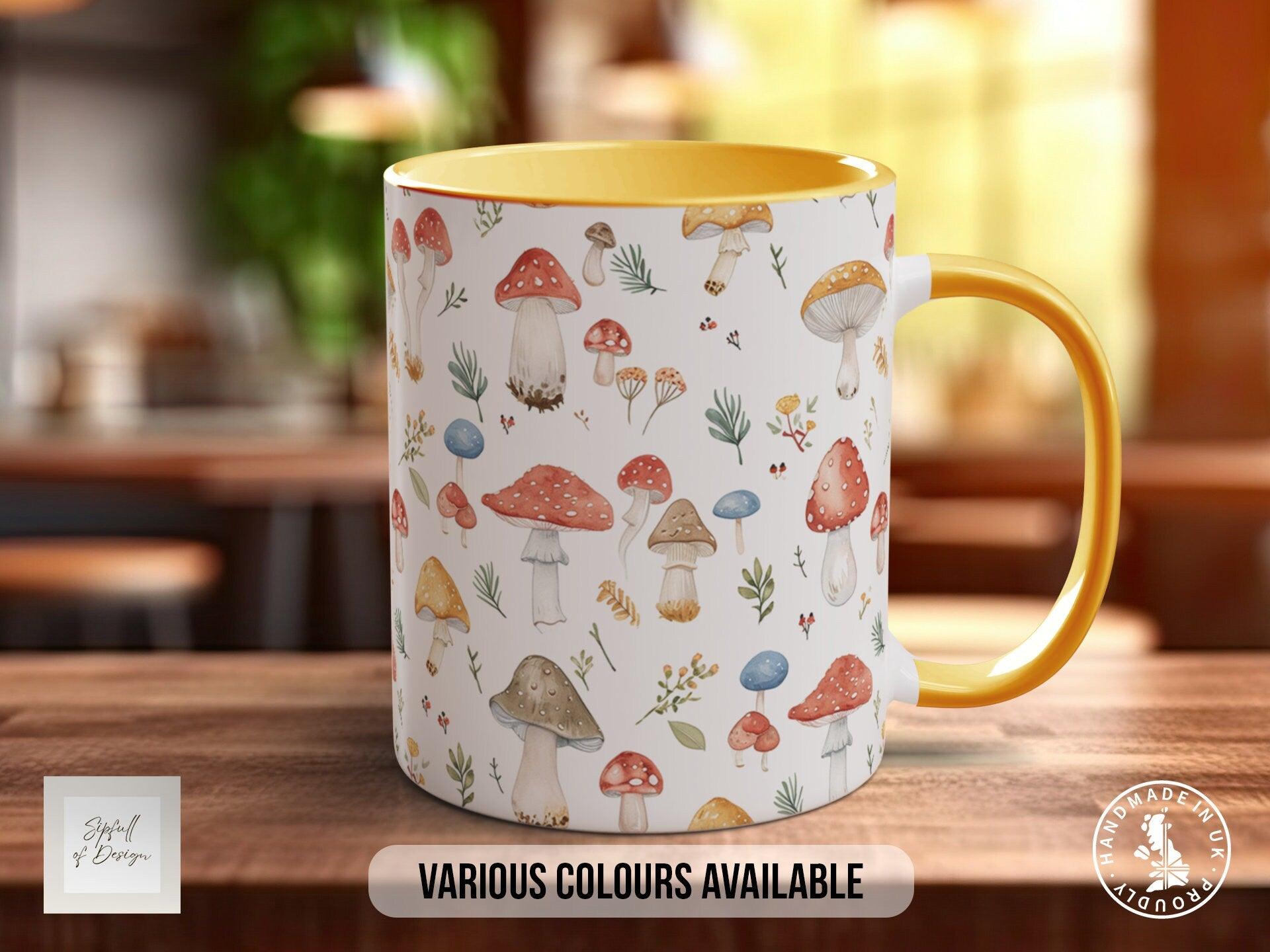 Mushroom Garden Pattern Full Wrap Coloured Art Mug - Design 7 - Sipfull of Design