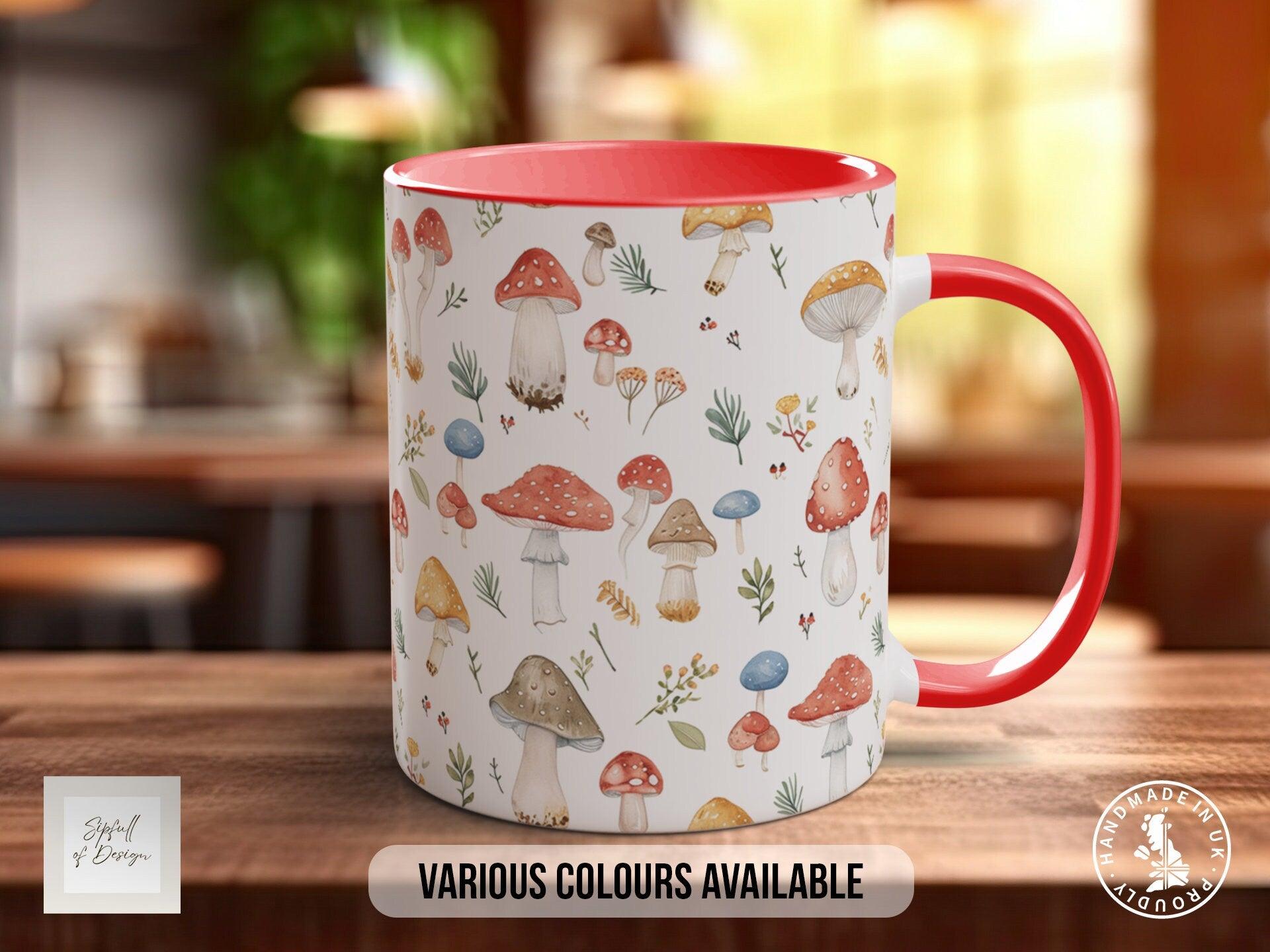 Mushroom Garden Pattern Full Wrap Coloured Art Mug - Design 7 - Sipfull of Design