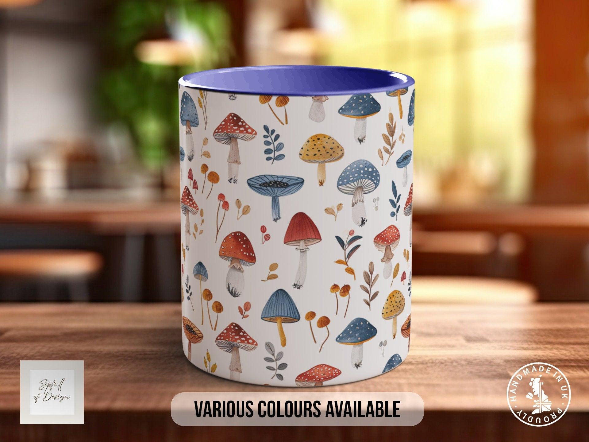 Mushroom Garden Pattern Full Wrap Coloured Art Mug - Design 8 - Sipfull of Design