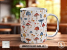 Mushroom Garden Pattern Full Wrap Coloured Art Mug - Design 8 - Sipfull of Design