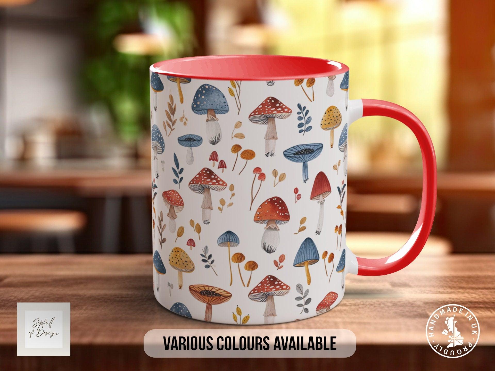 Mushroom Garden Pattern Full Wrap Coloured Art Mug - Design 8 - Sipfull of Design