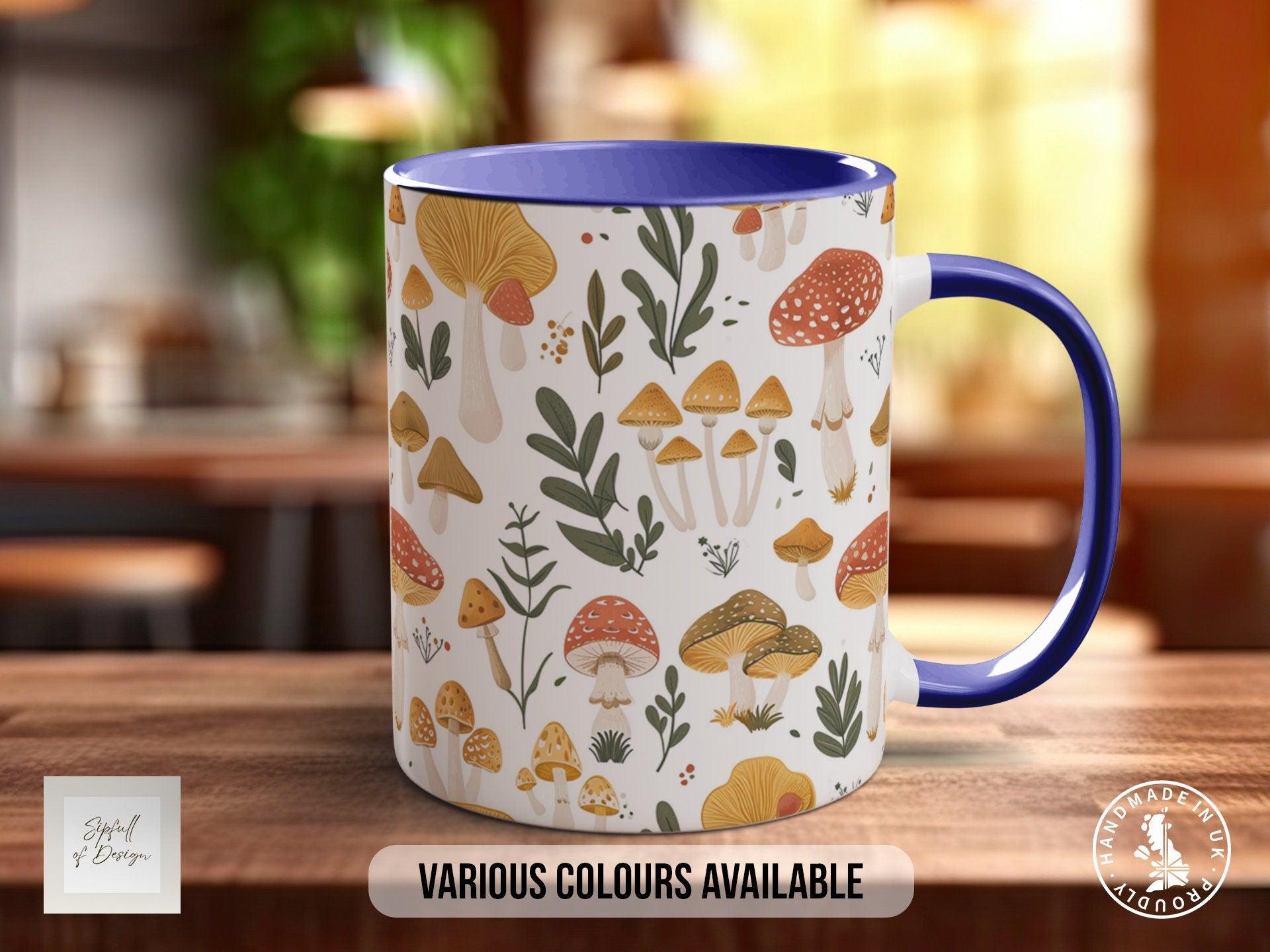 Mushroom Garden Pattern Full Wrap Coloured Art Mug - Design 8 - Sipfull of Design