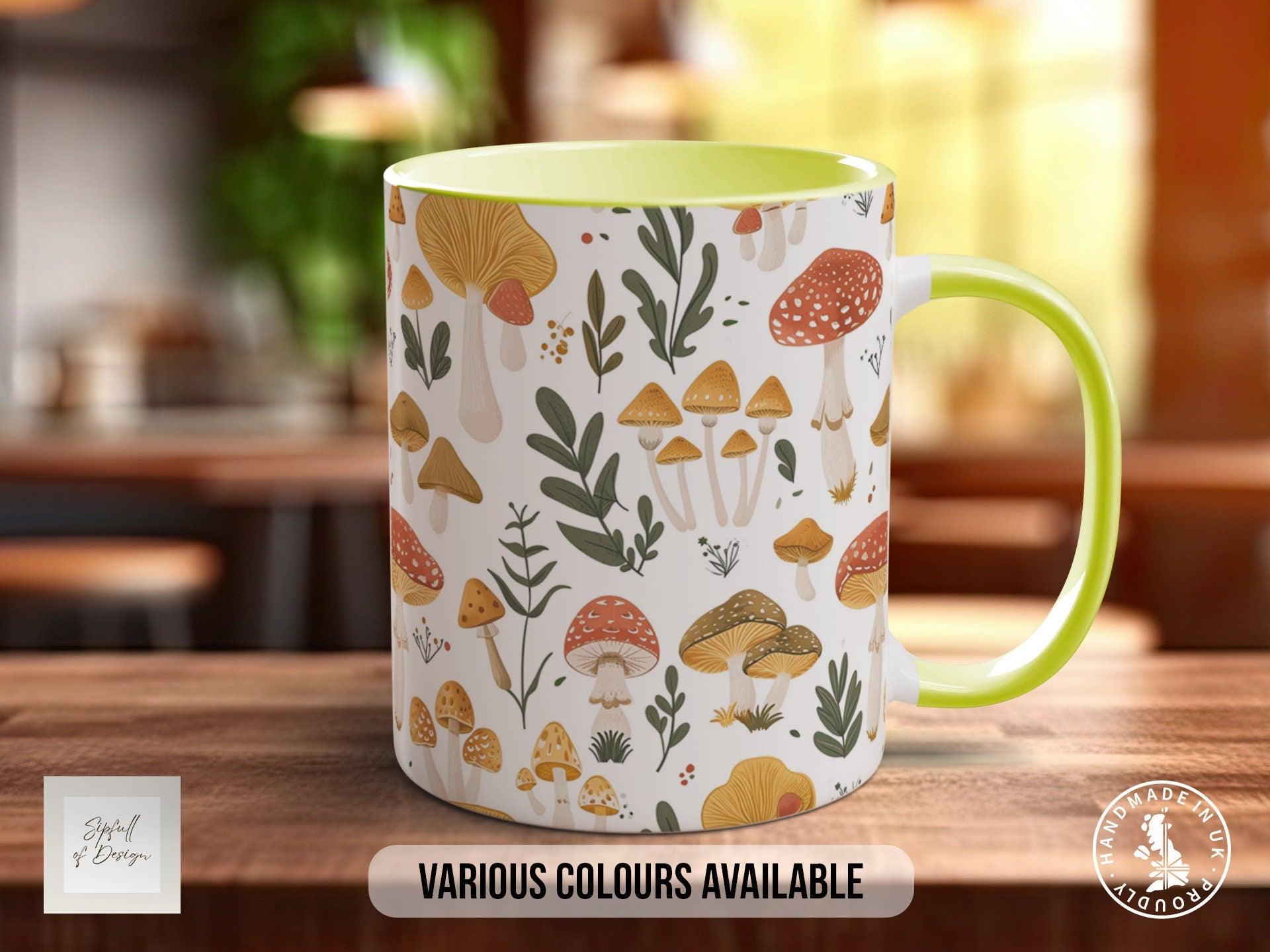 Mushroom Garden Pattern Full Wrap Coloured Art Mug - Design 8 - Sipfull of Design
