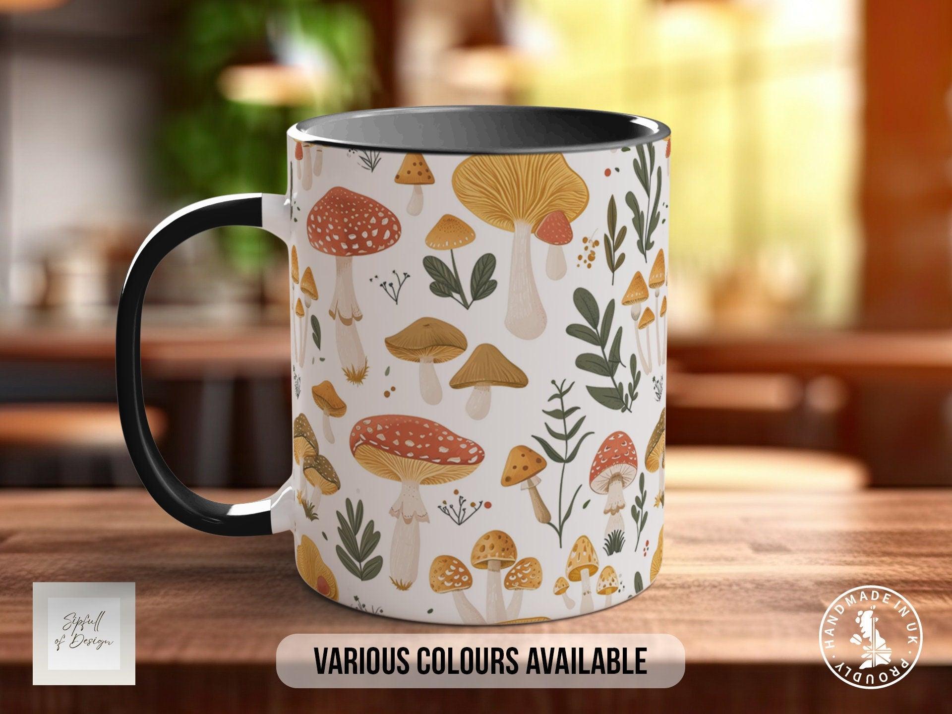 Mushroom Garden Pattern Full Wrap Coloured Art Mug - Design 8 - Sipfull of Design
