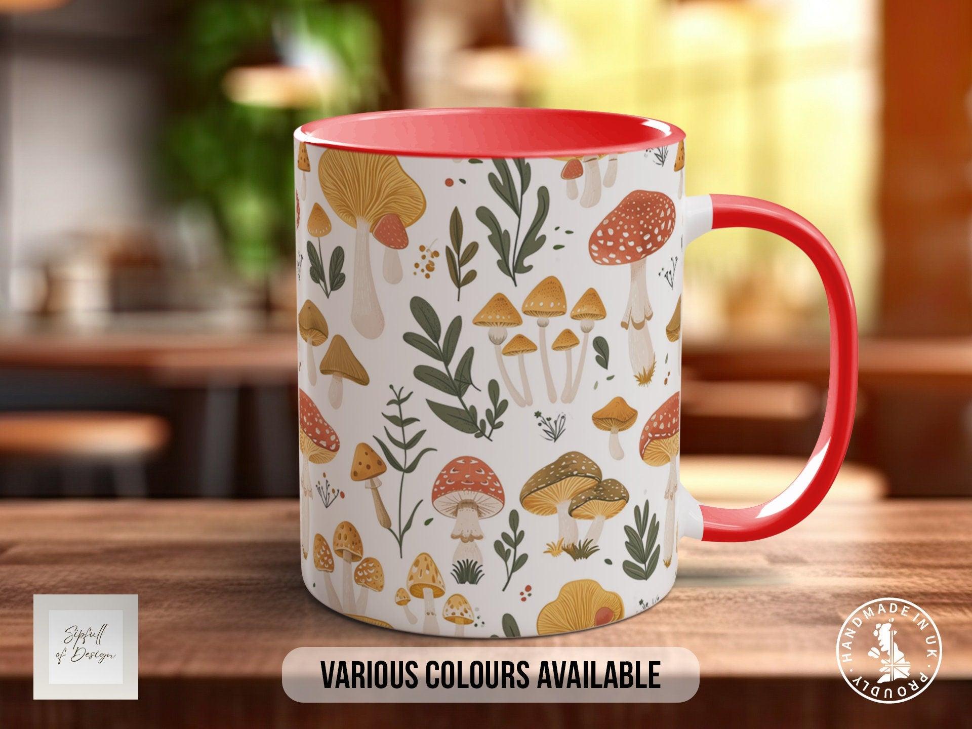 Mushroom Garden Pattern Full Wrap Coloured Art Mug - Design 8 - Sipfull of Design