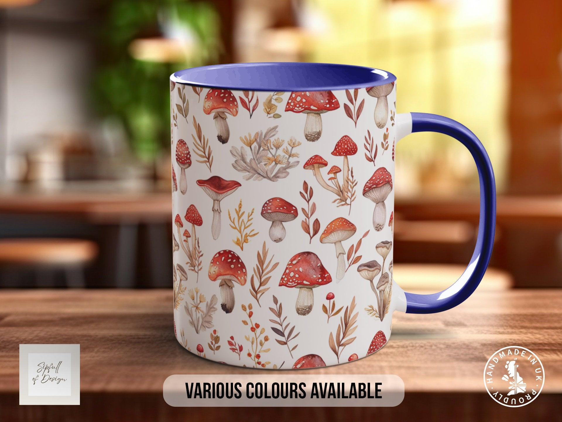 Mushroom Garden Pattern Full Wrap Coloured Art Mug - Design 10 - Sipfull of Design