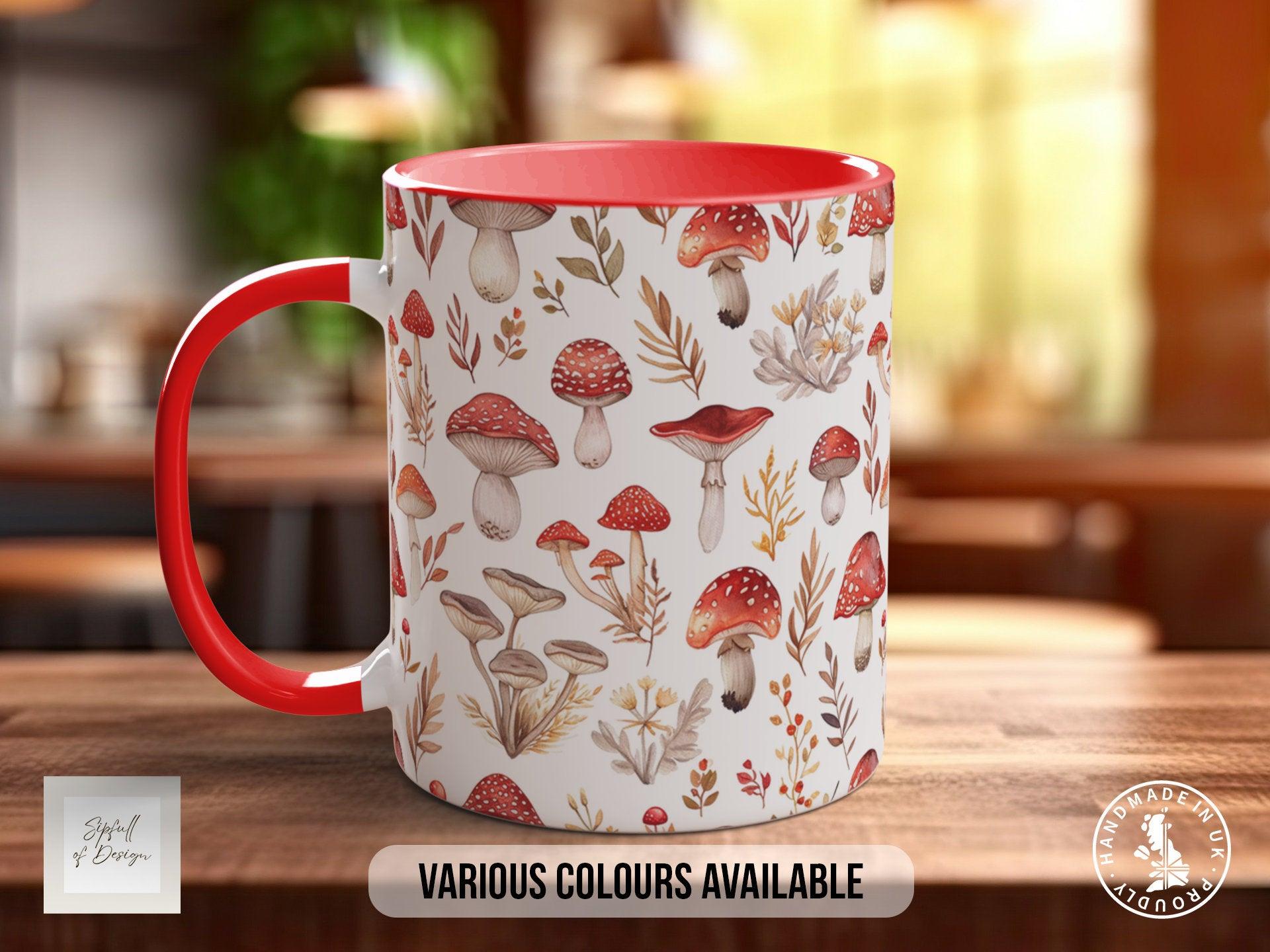 Mushroom Garden Pattern Full Wrap Coloured Art Mug - Design 10 - Sipfull of Design