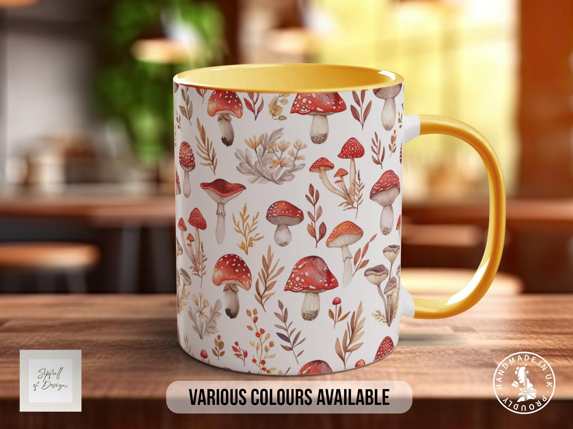 Mushroom Garden Pattern Full Wrap Coloured Art Mug - Design 10 - Sipfull of Design