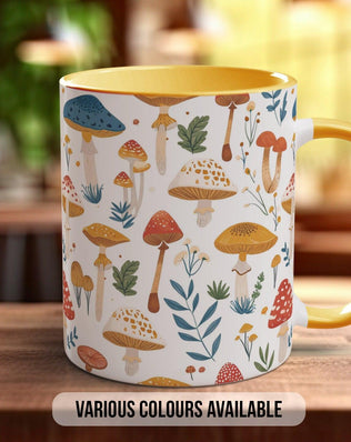 Mushroom Garden Pattern Full Wrap Coloured Art Mug - Design 11 - Sipfull of Design