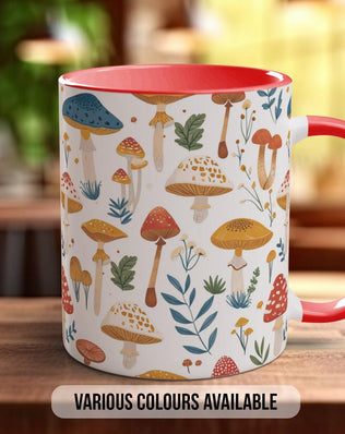 Mushroom Garden Pattern Full Wrap Coloured Art Mug - Design 11 - Sipfull of Design