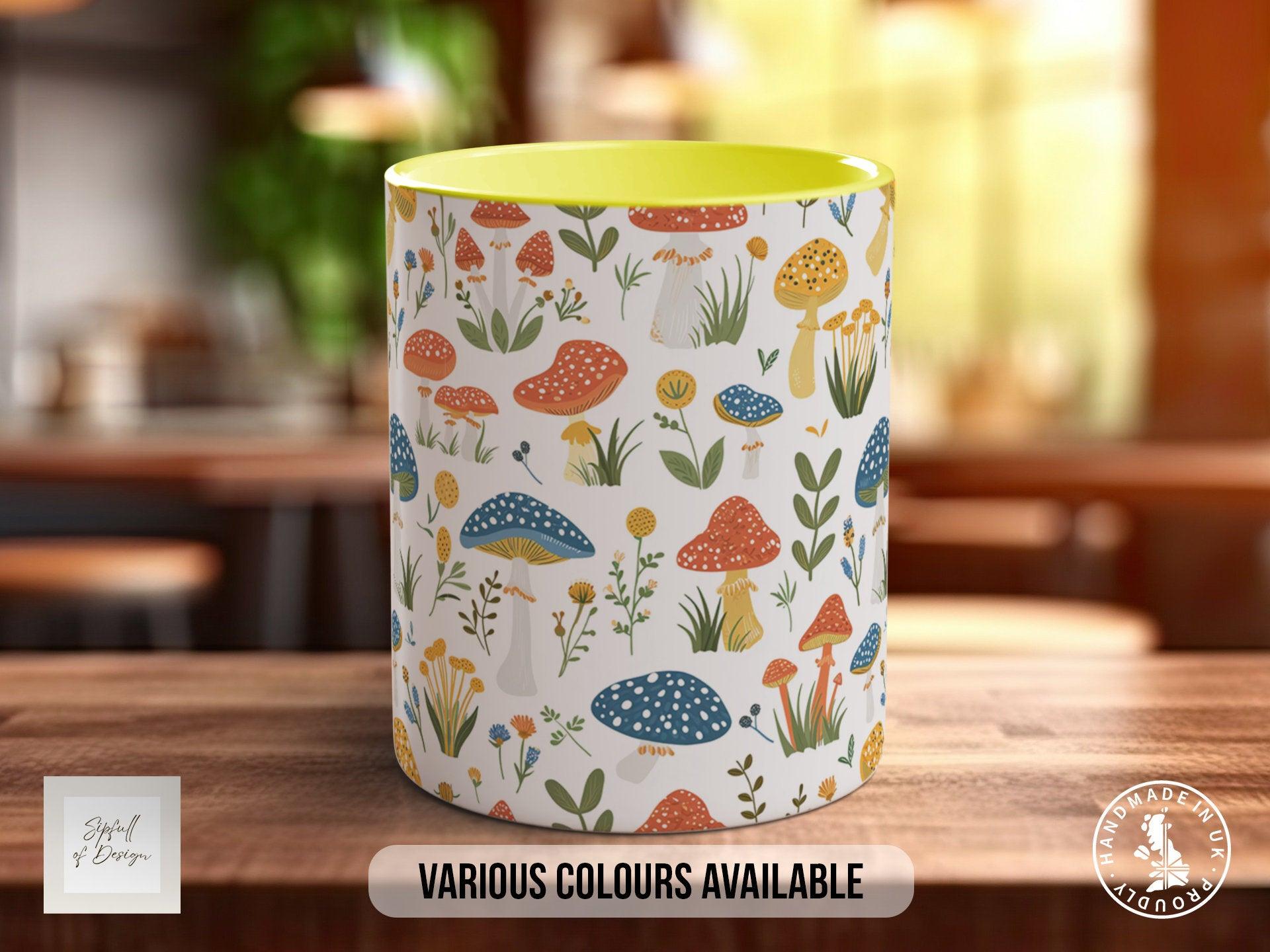 Mushroom Garden Pattern Full Wrap Coloured Art Mug - Design 12 - Sipfull of Design