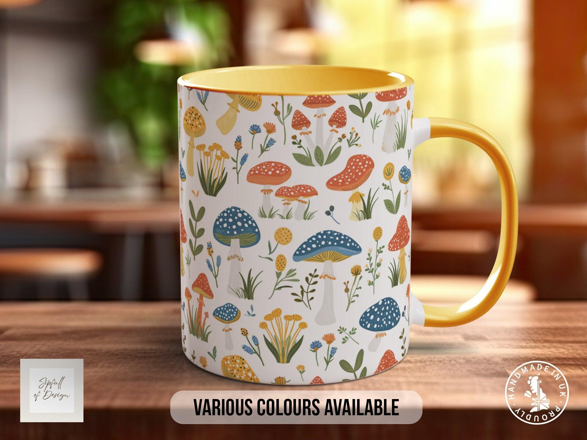 Mushroom Garden Pattern Full Wrap Coloured Art Mug - Design 12 - Sipfull of Design