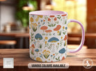 Mushroom Garden Pattern Full Wrap Coloured Art Mug - Design 12 - Sipfull of Design