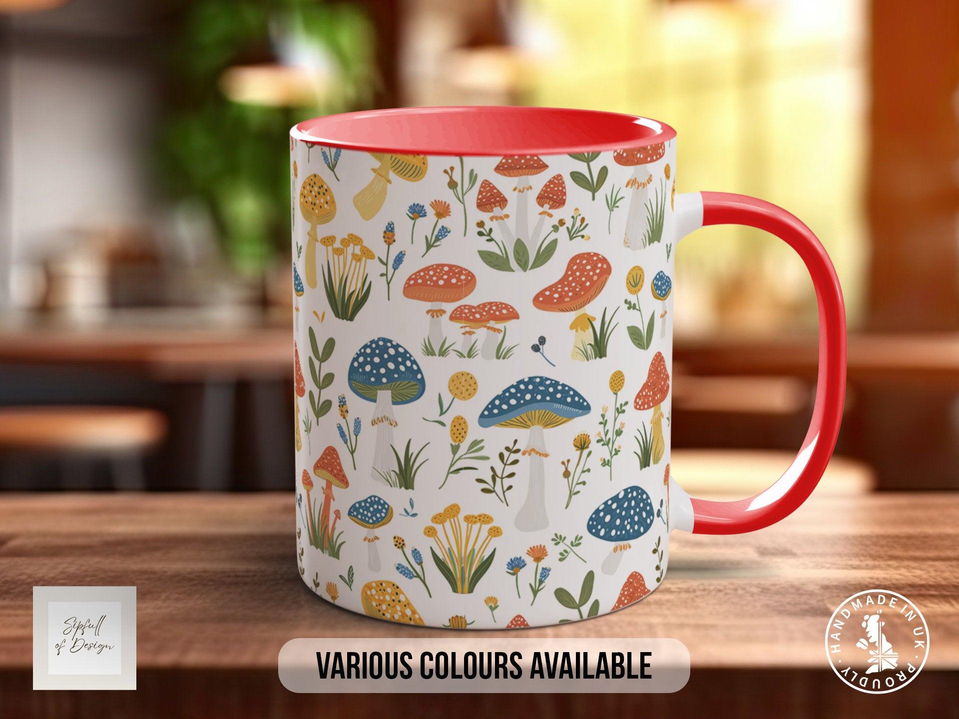 Mushroom Garden Pattern Full Wrap Coloured Art Mug - Design 12 - Sipfull of Design