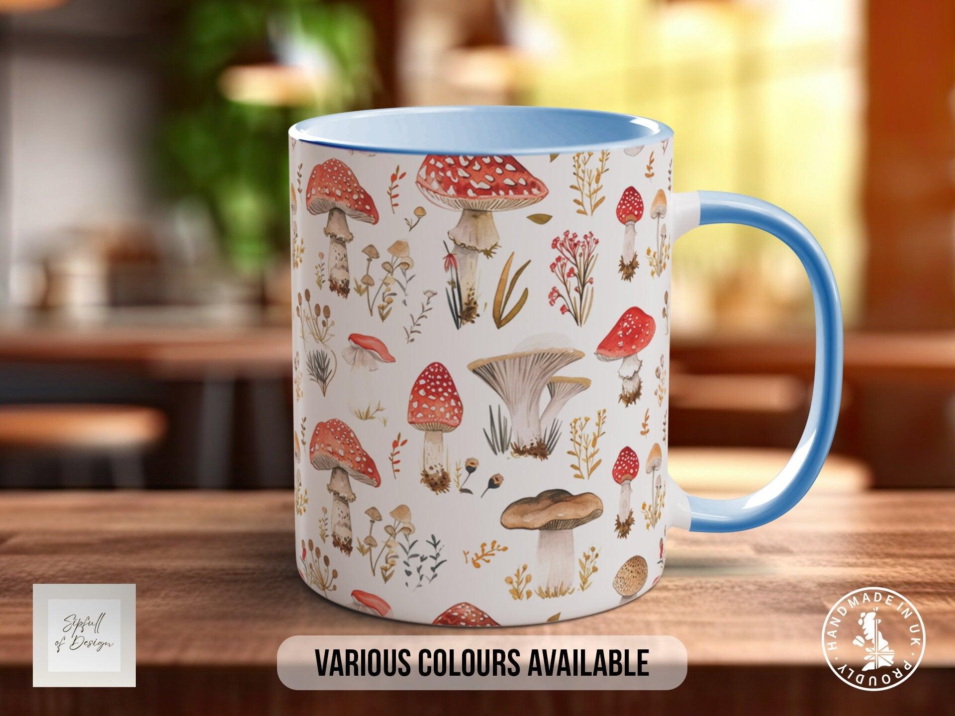 Mushroom Garden Pattern Full Wrap Coloured Art Mug - Design 13 - Sipfull of Design