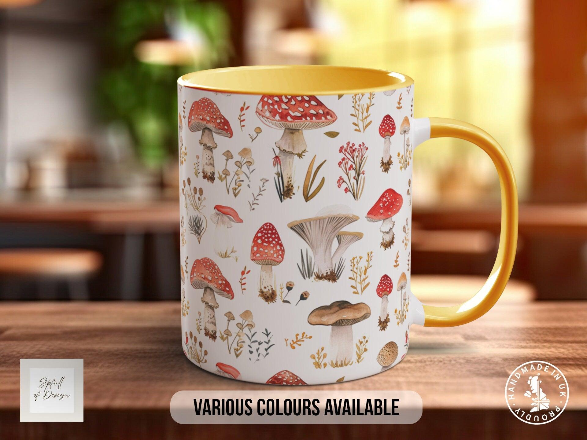 Mushroom Garden Pattern Full Wrap Coloured Art Mug - Design 13 - Sipfull of Design