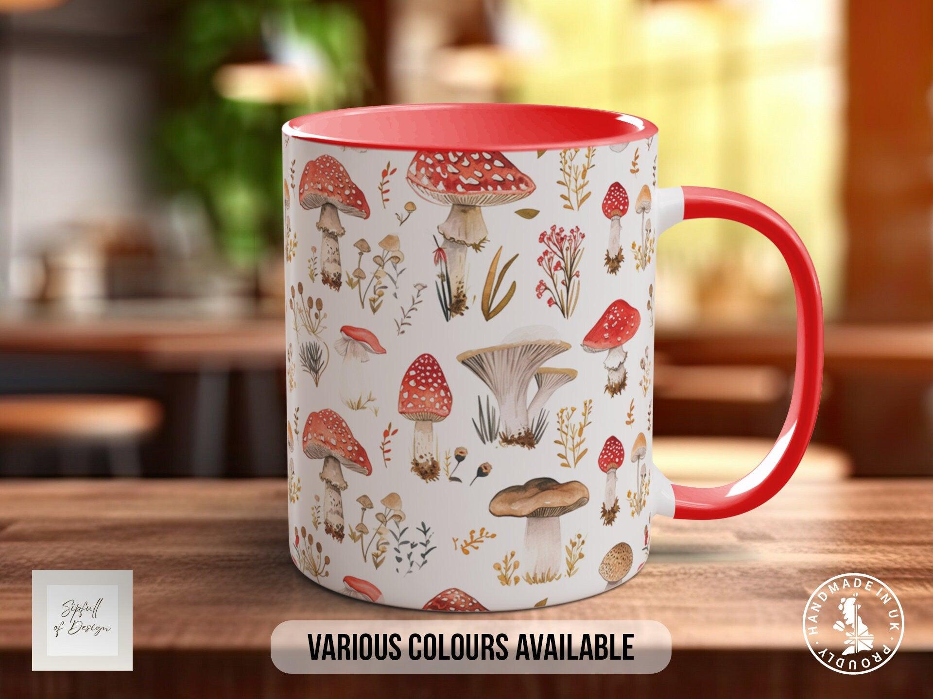 Mushroom Garden Pattern Full Wrap Coloured Art Mug - Design 13 - Sipfull of Design