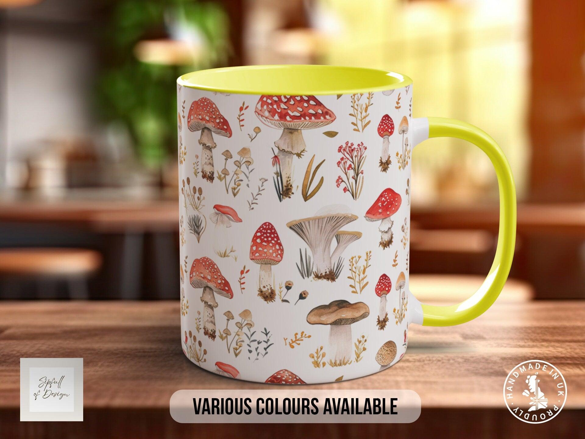 Mushroom Garden Pattern Full Wrap Coloured Art Mug - Design 13 - Sipfull of Design