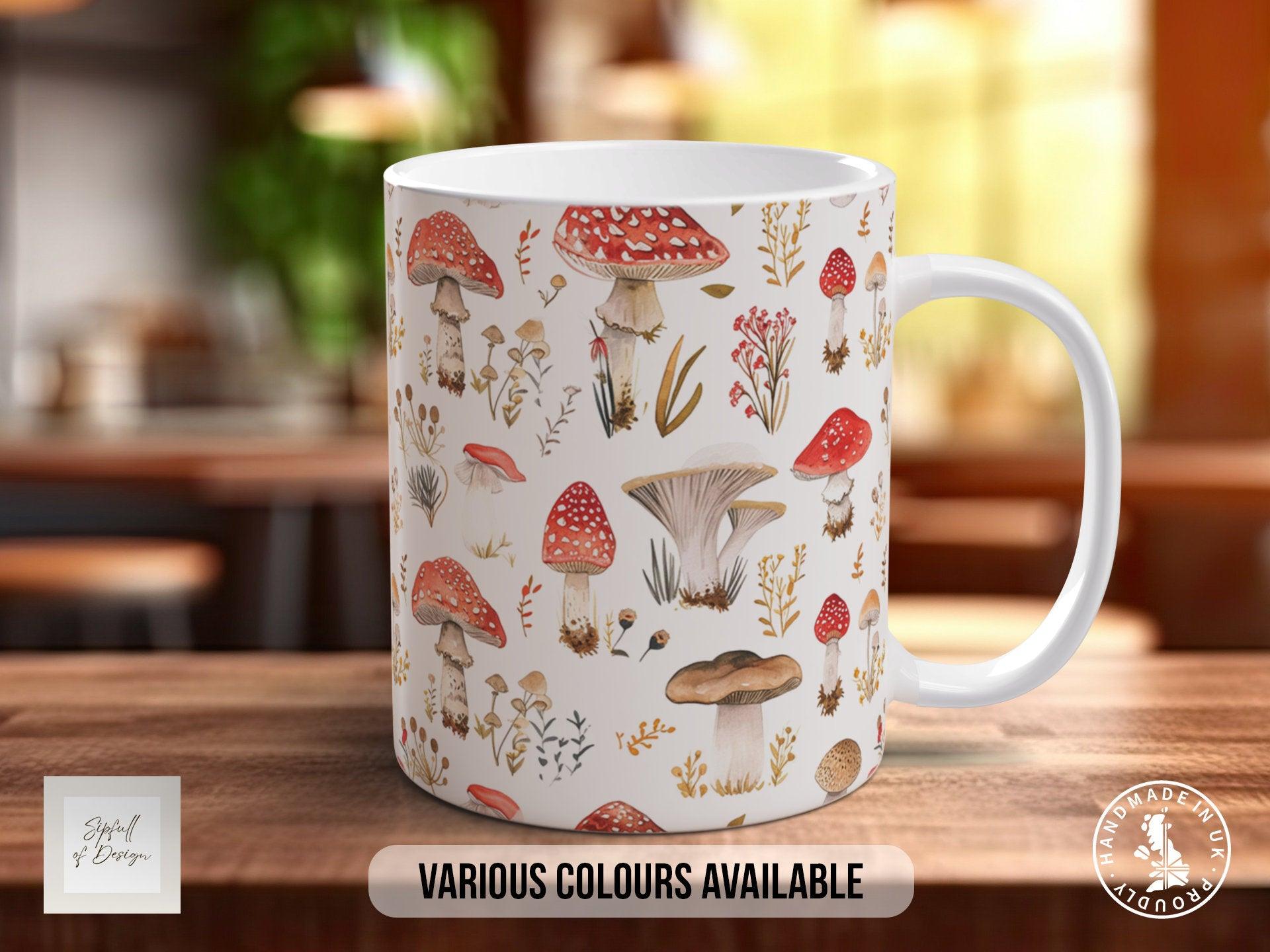 Mushroom Garden Pattern Full Wrap Coloured Art Mug - Design 13 - Sipfull of Design