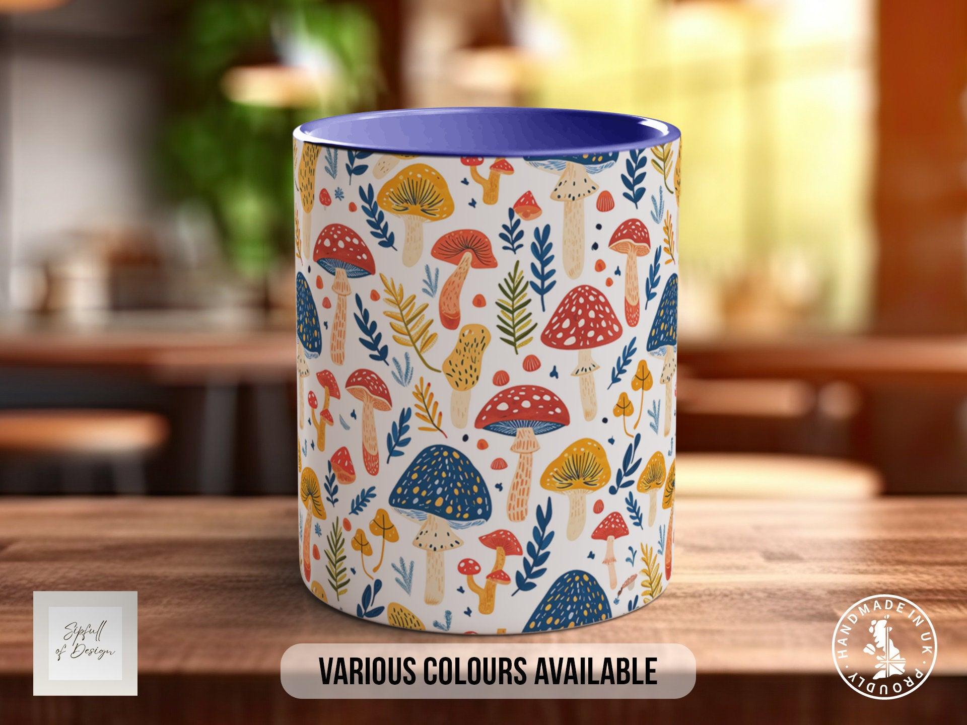 Mushroom Garden Pattern Full Wrap Coloured Art Mug - Design 14 - Sipfull of Design